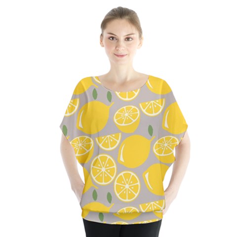 Lemon Pattern Batwing Chiffon Blouse by artworkshop