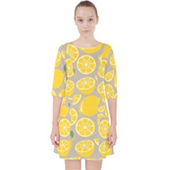 Lemon Pattern Quarter Sleeve Pocket Dress by artworkshop