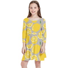 Lemon Pattern Kids  Quarter Sleeve Skater Dress by artworkshop