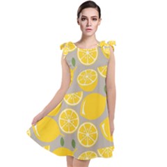 Lemon Pattern Tie Up Tunic Dress by artworkshop