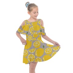 Lemon Pattern Kids  Shoulder Cutout Chiffon Dress by artworkshop