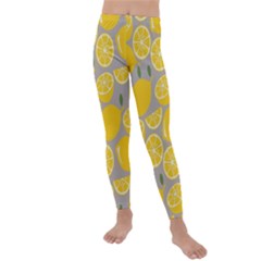 Lemon Pattern Kids  Lightweight Velour Leggings by artworkshop