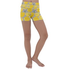 Lemon Pattern Kids  Lightweight Velour Yoga Shorts by artworkshop