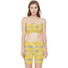 Lemon Pattern Stretch Shorts And Tube Top Set by artworkshop