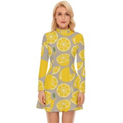 Lemon Pattern Long Sleeve Velour Longline Dress by artworkshop