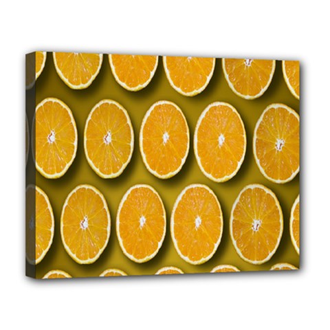 Oranges Slices  Pattern Canvas 14  X 11  (stretched)