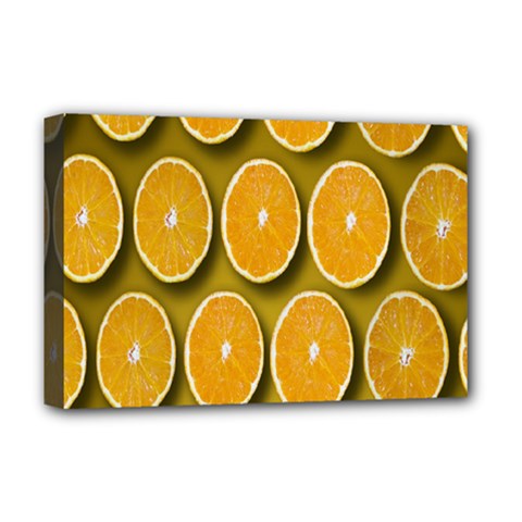 Oranges Slices  Pattern Deluxe Canvas 18  X 12  (stretched) by artworkshop