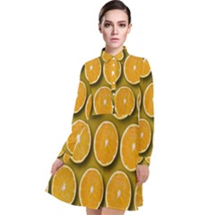 Oranges Slices  Pattern Long Sleeve Chiffon Shirt Dress by artworkshop