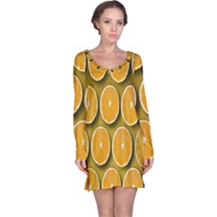 Oranges Slices  Pattern Long Sleeve Nightdress by artworkshop