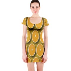 Oranges Slices  Pattern Short Sleeve Bodycon Dress by artworkshop