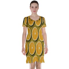 Oranges Slices  Pattern Short Sleeve Nightdress by artworkshop