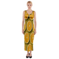 Oranges Slices  Pattern Fitted Maxi Dress by artworkshop