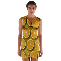 Oranges Slices  Pattern Wrap Front Bodycon Dress by artworkshop