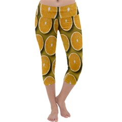 Oranges Slices  Pattern Capri Yoga Leggings by artworkshop