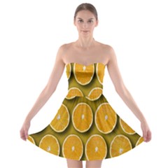 Oranges Slices  Pattern Strapless Bra Top Dress by artworkshop