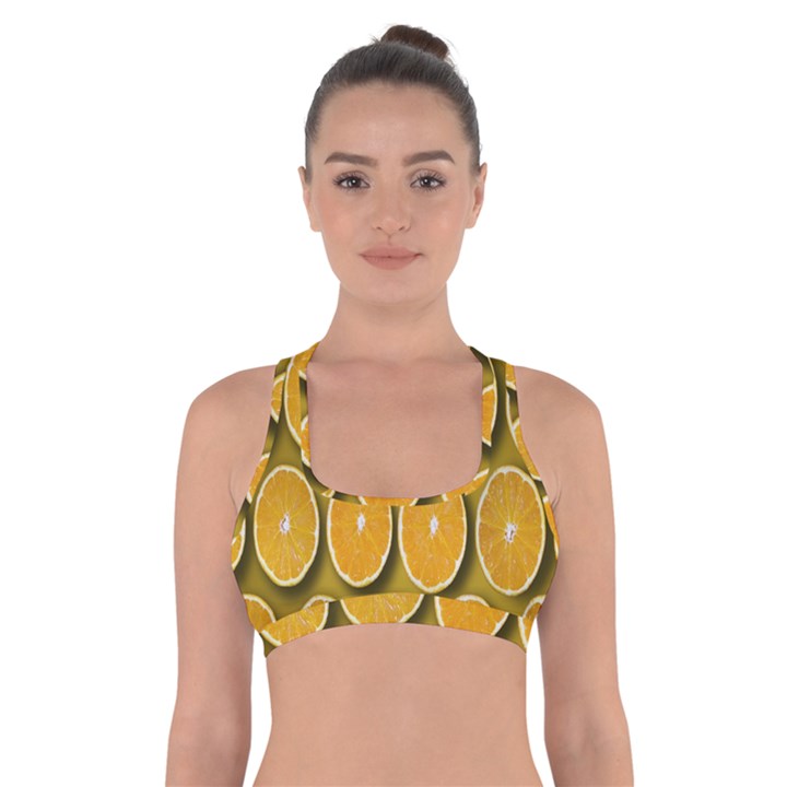 Oranges Slices  Pattern Cross Back Sports Bra