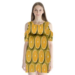 Oranges Slices  Pattern Shoulder Cutout Velvet One Piece by artworkshop