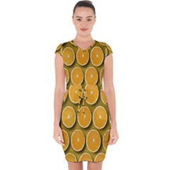 Oranges Slices  Pattern Capsleeve Drawstring Dress  by artworkshop