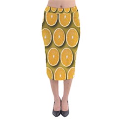 Oranges Slices  Pattern Velvet Midi Pencil Skirt by artworkshop