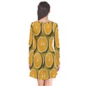 Oranges Slices  Pattern Long Sleeve V-neck Flare Dress View2