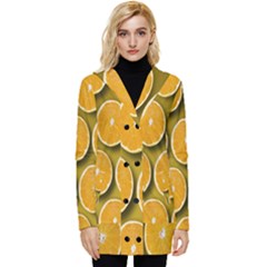 Oranges Slices  Pattern Button Up Hooded Coat  by artworkshop