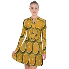 Oranges Slices  Pattern Long Sleeve Panel Dress by artworkshop