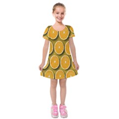 Oranges Slices  Pattern Kids  Short Sleeve Velvet Dress by artworkshop