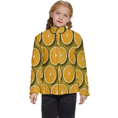 Oranges Slices  Pattern Kids  Puffer Bubble Jacket Coat by artworkshop