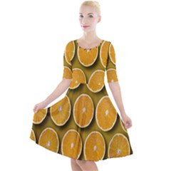 Oranges Slices  Pattern Quarter Sleeve A-line Dress by artworkshop