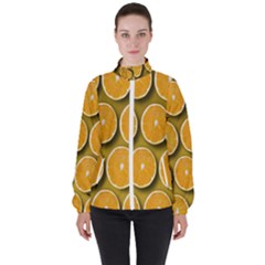 Oranges Slices  Pattern Women s High Neck Windbreaker by artworkshop