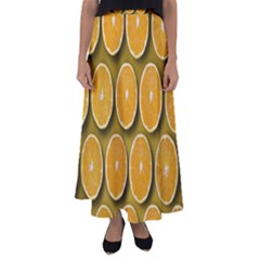 Oranges Slices  Pattern Flared Maxi Skirt by artworkshop