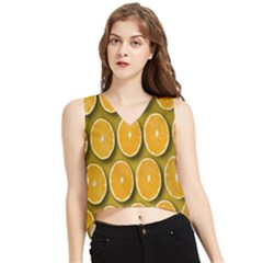 Oranges Slices  Pattern V-neck Cropped Tank Top by artworkshop