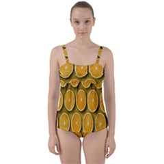 Oranges Slices  Pattern Twist Front Tankini Set by artworkshop