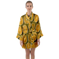 Oranges Slices  Pattern Long Sleeve Satin Kimono by artworkshop