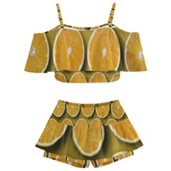 Oranges Slices  Pattern Kids  Off Shoulder Skirt Bikini by artworkshop