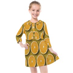 Oranges Slices  Pattern Kids  Quarter Sleeve Shirt Dress by artworkshop