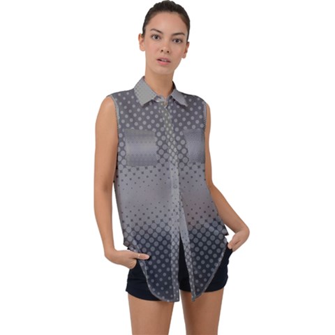 Halftone Sleeveless Chiffon Button Shirt by nate14shop