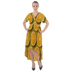 Oranges Slices  Pattern Front Wrap High Low Dress by artworkshop