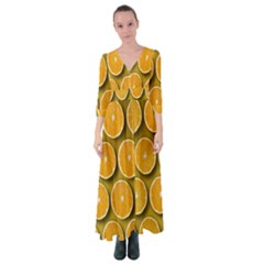 Oranges Slices  Pattern Button Up Maxi Dress by artworkshop