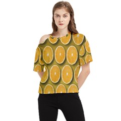 Oranges Slices  Pattern One Shoulder Cut Out Tee by artworkshop