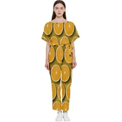 Oranges Slices  Pattern Batwing Lightweight Chiffon Jumpsuit by artworkshop