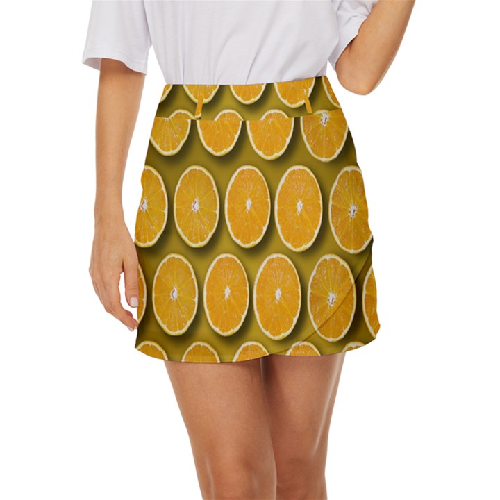 Oranges Slices  Pattern Mini Front Wrap Skirt