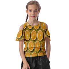 Oranges Slices  Pattern Kids  Butterfly Cutout Tee by artworkshop