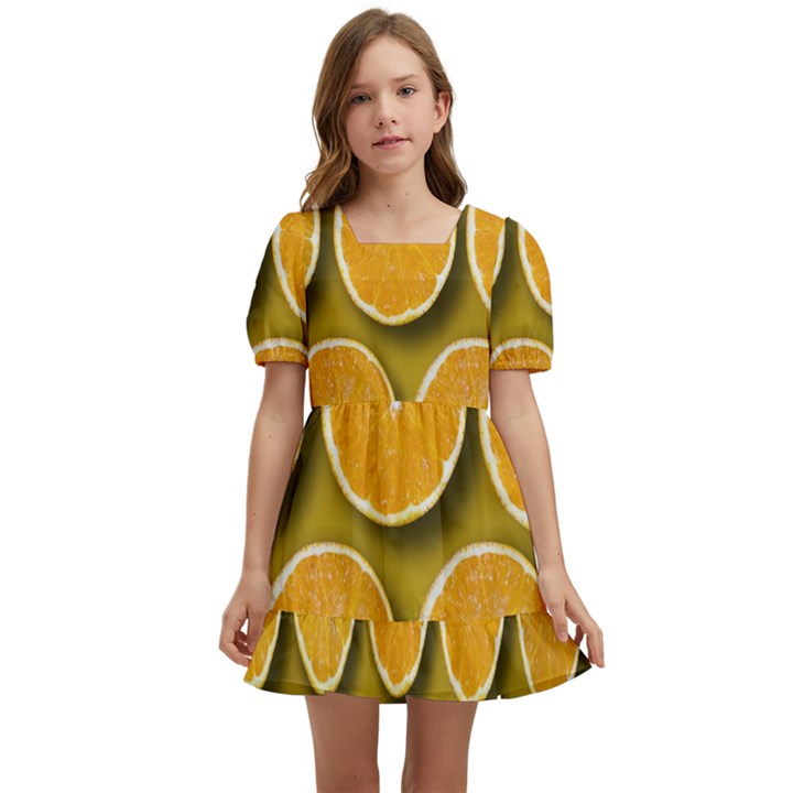 Oranges Slices  Pattern Kids  Short Sleeve Dolly Dress