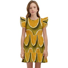 Oranges Slices  Pattern Kids  Winged Sleeve Dress by artworkshop