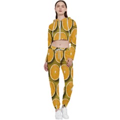 Oranges Slices  Pattern Cropped Zip Up Lounge Set by artworkshop