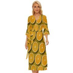 Oranges Slices  Pattern Midsummer Wrap Dress by artworkshop