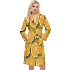 Oranges Slices  Pattern Long Sleeve Velour Robe by artworkshop