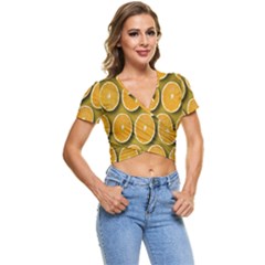 Oranges Slices  Pattern Short Sleeve Foldover Tee by artworkshop