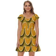 Oranges Slices  Pattern Short Sleeve Tiered Mini Dress by artworkshop